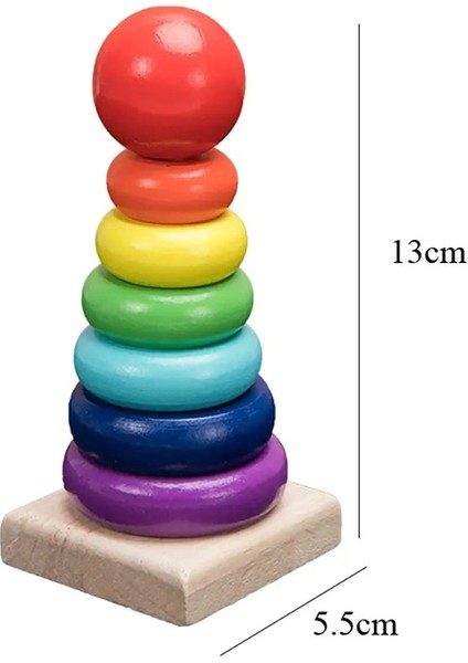 Gökkuşağı Istifleyicisi Ahşap Yüzük Eğitim Oyuncak Çocuk Kulesi Yığın Bloklar Renk Şekli Oyunu Bebek Montessori Oyuncakları Hediyeler Renk: 3b Gökkuşağı (Yurt Dışından)
