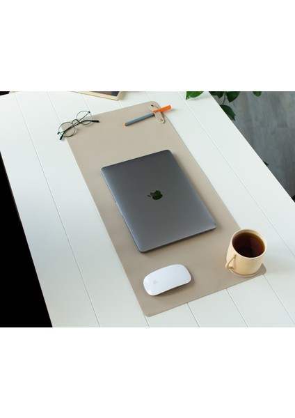 Pu Deri Geniş Masa Matı | El Yapımı Ofis Dekorasyon & Gaming Mousepad + Bardak Altlığı – 70X32 cm