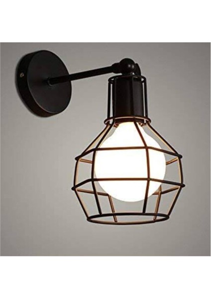 Şık Retro Kafes Aplik, Modern Tasarım, Metal, Beyaz, Duvar Aydınlatması