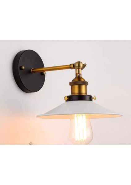 Beyaz Metal Aplik, Retro Rustik Tasarım, Sıva Üstü, E27 Duy, Estetik Aydınlatma