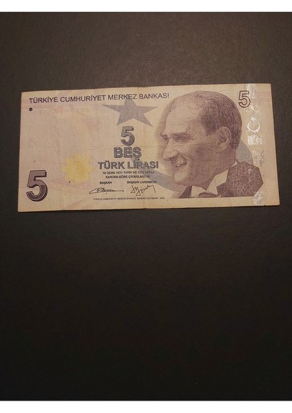 39963680EAFE2BE3B4 5tl Güzel Numara B204 Çt+ Tc Kağıt Para