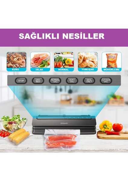 VS6310 Ev Tipi Elektrikli Vakum Makinesi - 10 Adet Vakum Poşeti