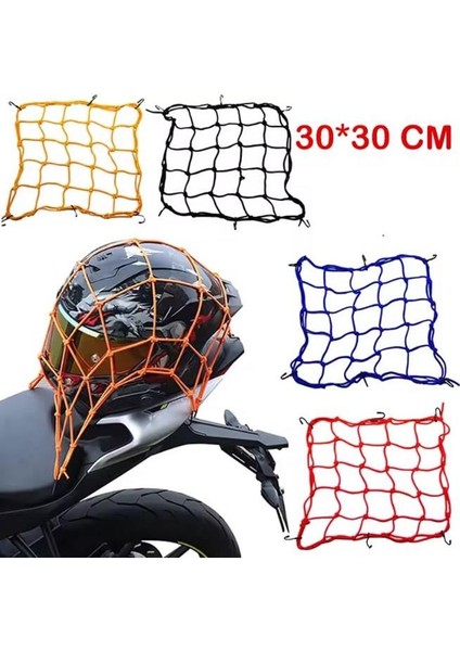 Motosiklet Kask Filesi – 6 Kanca | Neon Turuncu | 1 Metre Esneyebilir