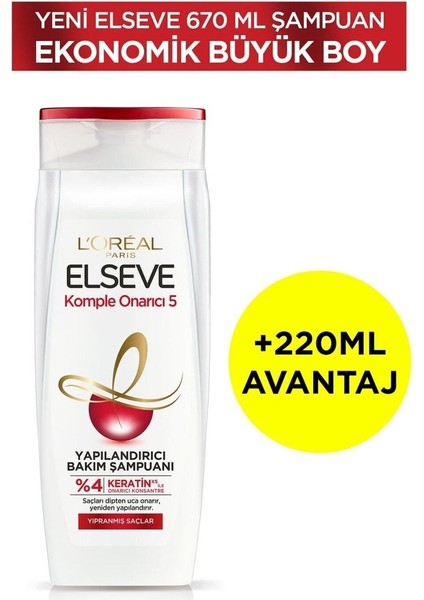 L'oréal Paris Komple Onarıcı 5 Yapılandırıcı Bakım Şampuanı 670 ml 2 Adet fiyatları