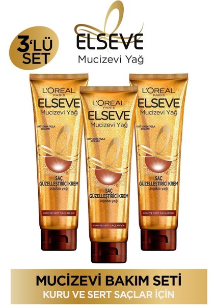 Mucizevi Yağ Saç Güzelleştirici Krem 150 ml Kuru ve Sert Saçlar 3'lü Set