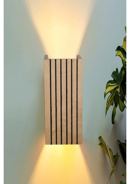 Yansıtmalı çift yönlü ahşap duvar aplikası, otel, salon ve kafe dekoru için şık tasarım