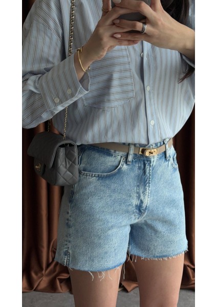Şehir Boy Denim Mavi Şort