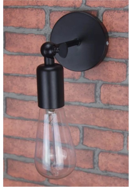 Şık Siyah Mafsallı Retro Aplik, Metal Duy, E27, Ev Dekorasyonuna Zarif Dokunuş