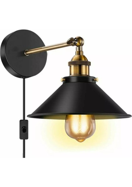 Retro rustik siyah metal aplık, şık doğal dekoratif aydınlatma seçeneği