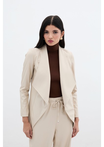 Geniş Yaka Deri Ceket - Taş fırsatları