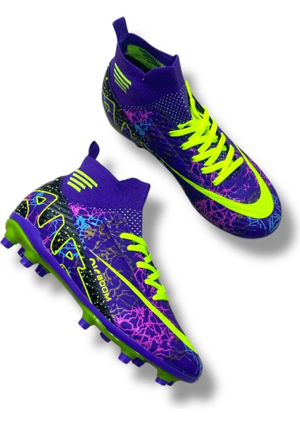 Çoraplı Krampon Mor Sarı Pembe Desenli