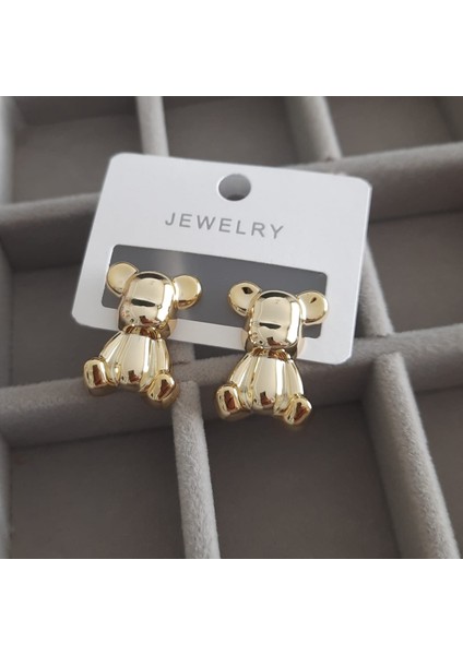 Vip Özel Seri Gold Renk Ayıcık Kadın Küpe