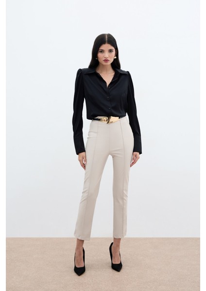 Yüksek Bel Deri Pantolon - Taş fiyatları