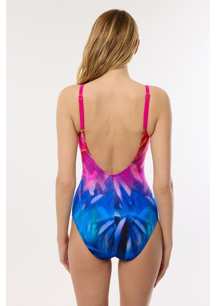 4303 Mor Fuşya Desenli Toparlayıcı Mayo modelleri