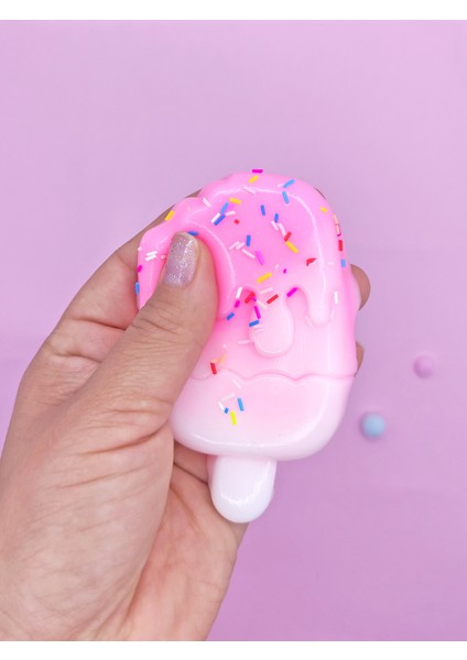 Dondurma Squishy Pullu Yumuşacık (5,5X10 Cm) Sukuşi - Pembe