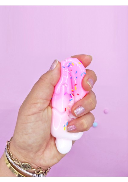 Dondurma Squishy Pullu Yumuşacık (5,5X10 Cm) Sukuşi - Pembe