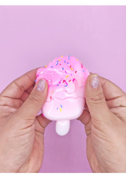 Dondurma Squishy Pullu Yumuşacık (5,5X10 Cm) Sukuşi - Pembe