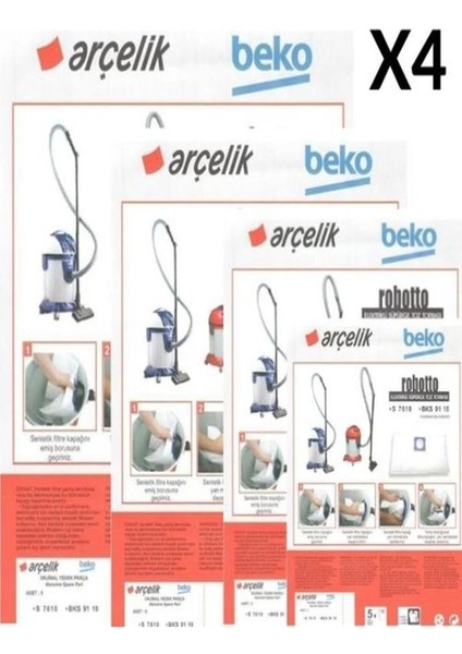 Eticaretarena 4 Paket 20 Adet Arçelik S 7610 Süpürge Modeli 5 Adet Toz Torbası Robotto