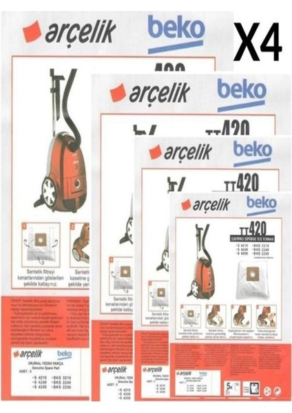 Eticaretarena 4 Paket 20 Adet Beko Bks 2240 Süpürge Modeli 5 Adet Toz Torbası TT420 T