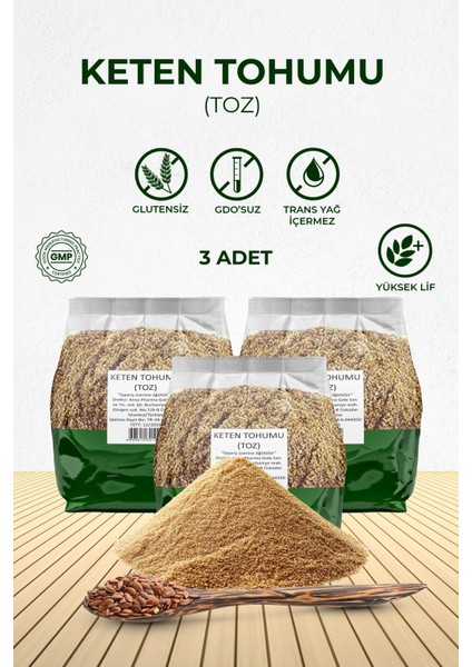 Keten Tohumu Taze Öğütülmüş 500 gr 3 Lü Ekonomik Paket (Sipariş Üzerine Öğütülür ve Paketlenir)