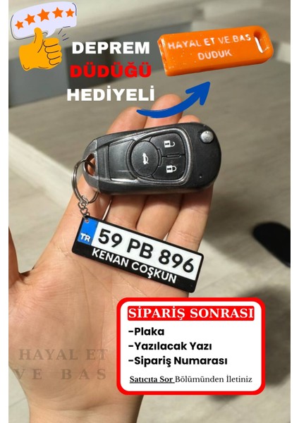 Kişiye Özel Isimli Plaka Anahtarlık Araba Hediyesi Araba Süsü (1 Adet)