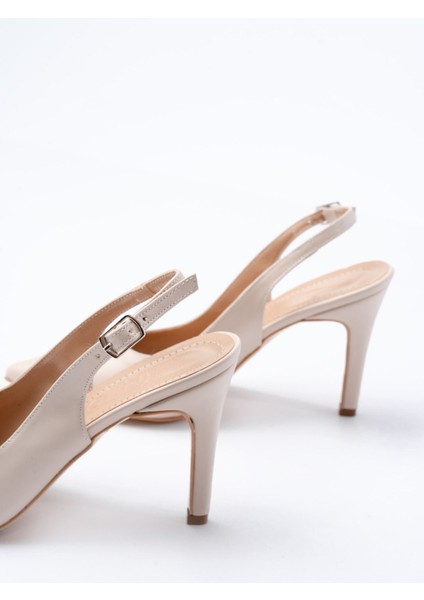 St-1153 Bej Günlük Arkası Açık 9 Cm Topuklu Kadın Ayakkabı modelleri
