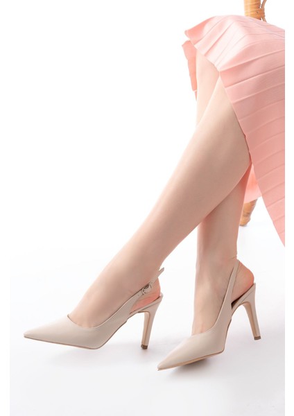 St-1153 Bej Günlük Arkası Açık 9 Cm Topuklu Kadın Ayakkabı indirimleri