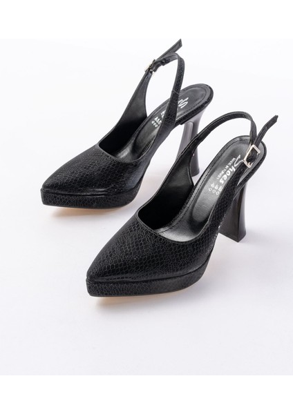 B-2101 Gold Günlük Arkası Açık Yılan Desenli Topuklu Bayan Ayakkabı modelleri