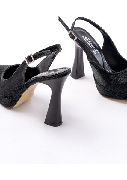 B-2101 Gold Günlük Arkası Açık Yılan Desenli Topuklu Bayan Ayakkabı indirimleri