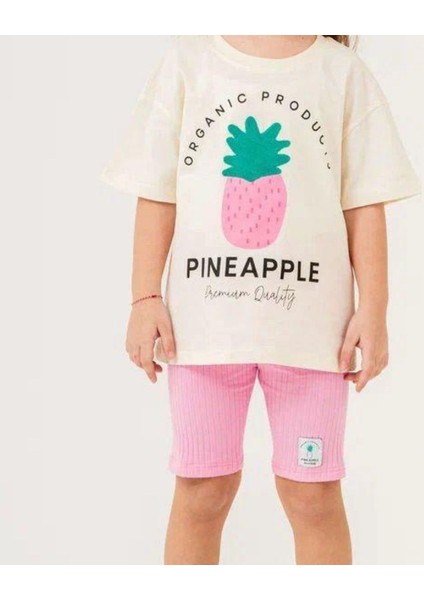 Ananas Nakışlı Alt Fitilli Şort Tayt Kız Çocuk Alt Üst Takım fiyatları