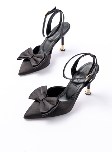 İnf-4505 Bej Saten Günlük Arkası Açık Kurdele Detaylı Topuklu Bayan Ayakkabı modelleri