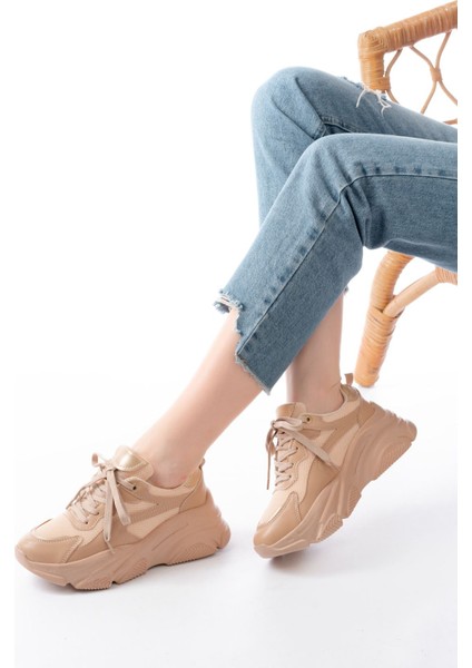 Sp-149 Nut Gold Bağcıklı Fileli Günlük Spor Ayakkabı