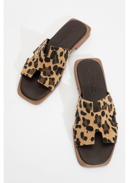 Kadın Bantlı Deri Terlik Zy 8012 Leopar indirimleri