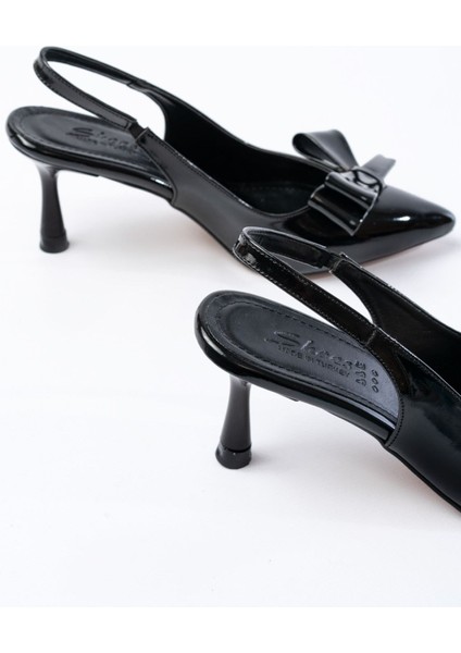 İnf-4501 Bordo Rugan Günlük Arkası Açık Fiyonklu Topuklu Bayan Ayakkabı fırsatları