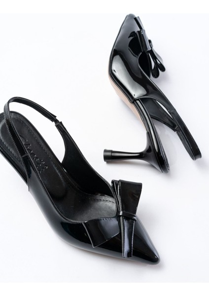 İnf-4501 Bordo Rugan Günlük Arkası Açık Fiyonklu Topuklu Bayan Ayakkabı indirimleri