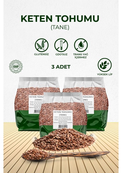 Keten Tohumu 600 gr Tane 3'lü Ekonomik Paket Glutensiz