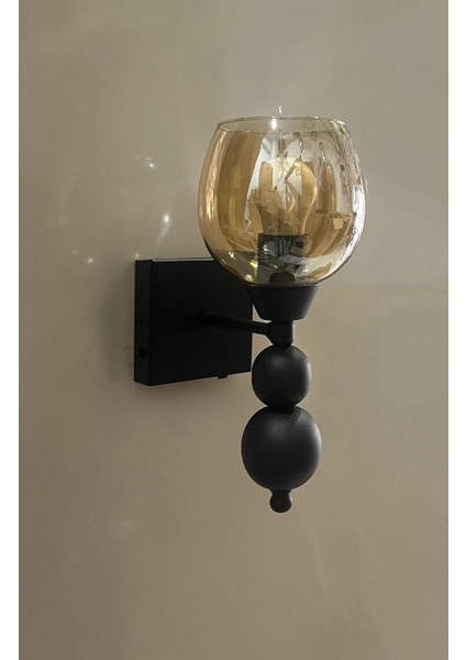 İki adet şarjlı bal camlı metal aplik, pil, ampul ve kablo ile birlikte, siyah renk fiyatları