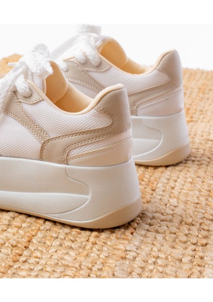 Sp-190 Beyaz Garni Bağcıklı Fileli Yüksek Taban Günlük Spor Ayakkabı indirimleri
