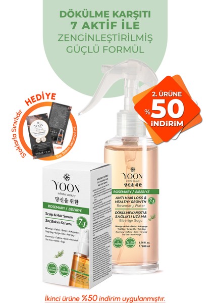 Hızlı Saç Uzatan, Saç Dölüme Karşıtı, 7 Aktifli Biberiyeli Saç Serumu 50 ml - Bakım Suyu 200 ml