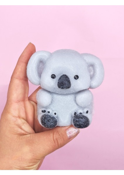 Koala Squishy Tüylü Gri Koala Yumuşacık (9x9 Cm) Sukuşi - Gri