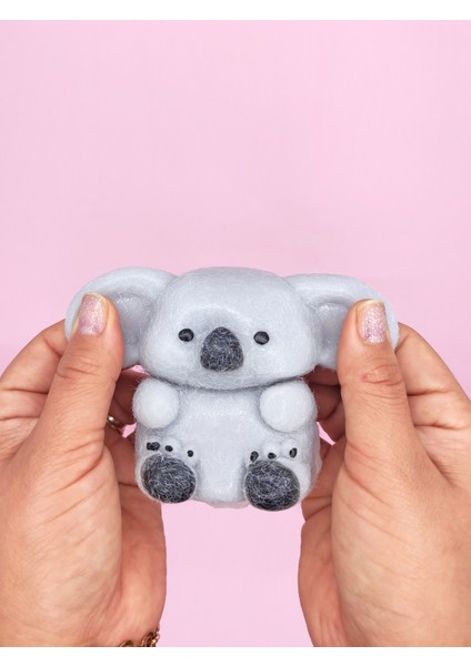 Koala Squishy Tüylü Gri Koala Yumuşacık (9x9 Cm) Sukuşi - Gri