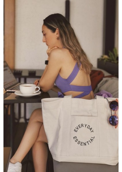 % 100 Pamuk Kanvas " Everyday Essential " Bez Çanta / Tote Bag