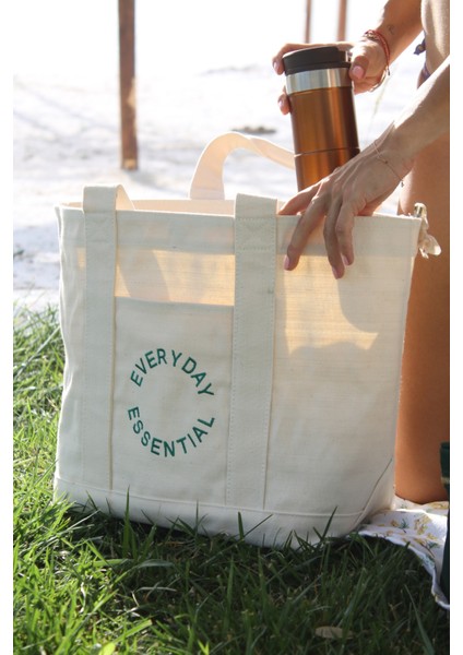 % 100 Pamuk Kanvas " Everyday Essential " Bez Çanta / Tote Bag