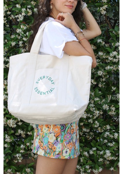 % 100 Pamuk Kanvas " Everyday Essential " Bez Çanta / Tote Bag