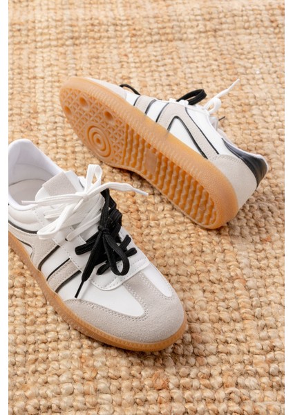 M-6005 Beyaz Garni Bağcıklı Termo Taban Günlük Kadın Spor fırsatları