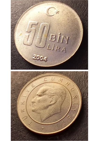 39963680156A0BE72D 50.000 Lira 2004 Ça/çil Eski Madeni Para