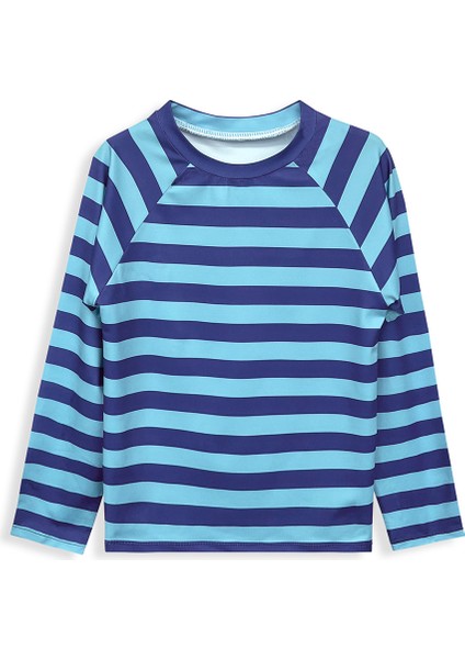 Uv Korumalı Çizgili Erkek Çocuk Mayo T-Shirt