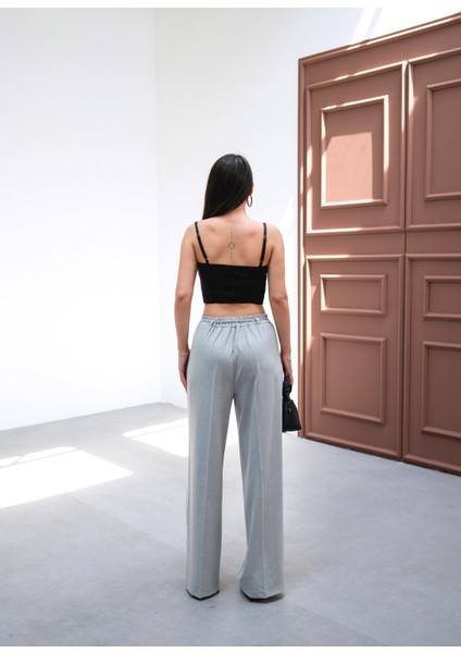 Kadın Beli Lastik ve Bağcıklı Geniş Paça Pantolon fiyatları