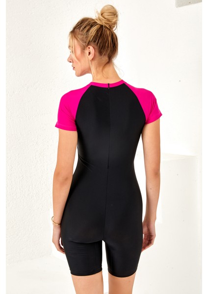 Uv Korumalı Kısa Kollu Şortlu Sörfçü Mayo Yüzücü Tulum Mayo 4158 SIYAH03 modelleri