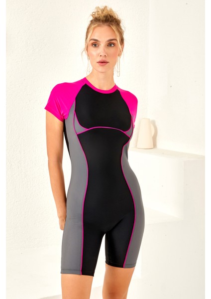 Uv Korumalı Kısa Kollu Şortlu Sörfçü Mayo Yüzücü Tulum Mayo 4158 SIYAH03 indirimleri